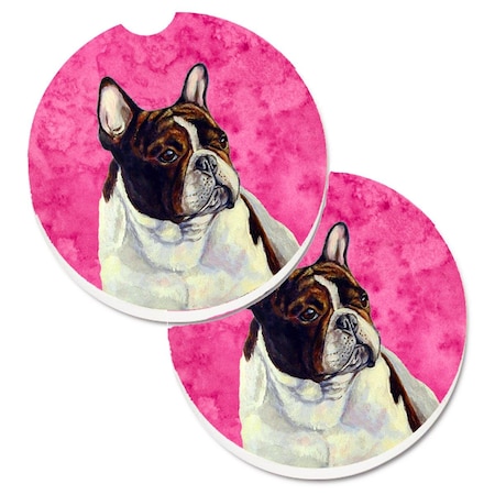 Carolines Treasures Pink French Bulldog Set of 2 Cup Holder Car Coaster LH9382PKCARC